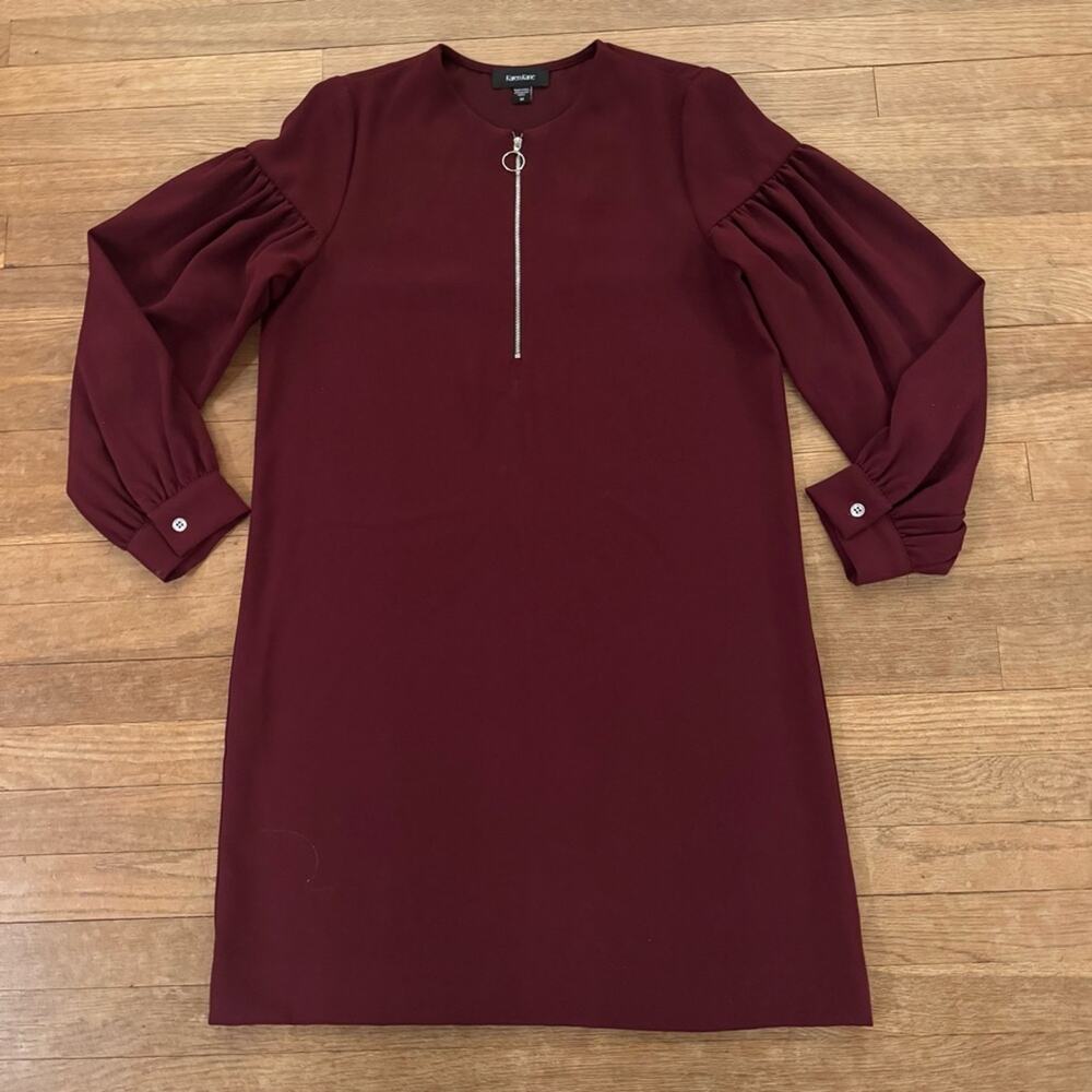 Karen Kane purple zip up long sleeve travel mini shift dress size medium M
 b68